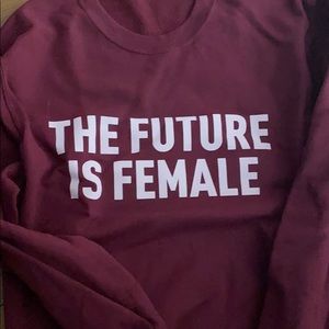 The Future is Female maroon crew sweatshirt